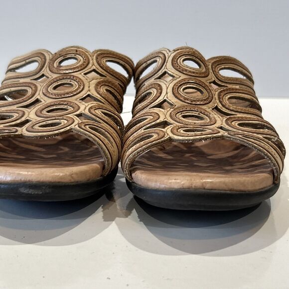 CLARKS Artisan 60822 Brown Slide On Wedge Sandals 9 M Comfort Shoes - Picture 6 of 13